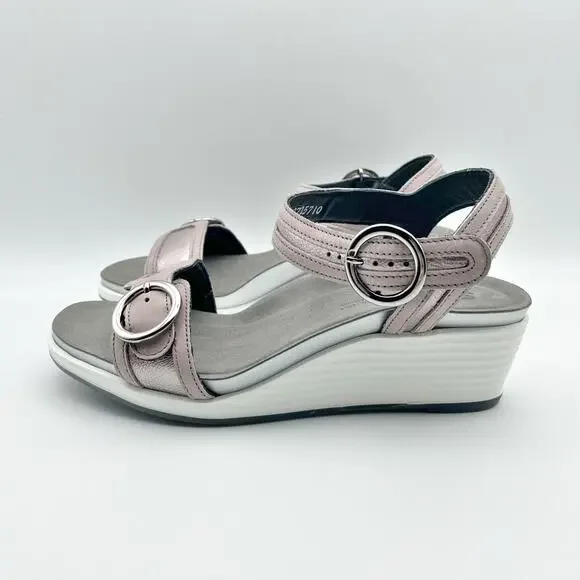 SAS Womens Seight Wedge Sandal US 9WW EU 39-40 Purple Silver Leather NIB